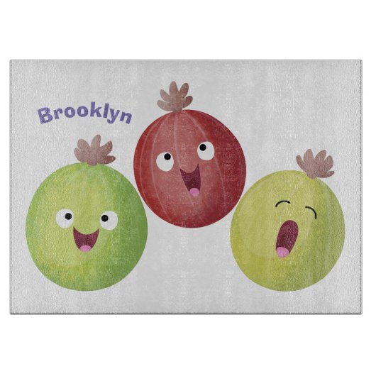 Cute gooseberry trio zingende cartoon snijplank (Voorkant)