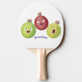 Cute gooseberry trio zingende cartoon tafeltennisbatje (Achterkant)