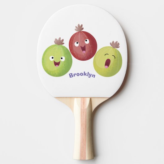 Cute gooseberry trio zingende cartoon tafeltennisbatje (Voorkant)
