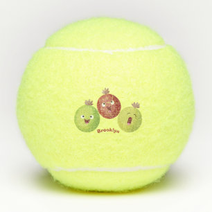 Cute gooseberry trio zingende cartoon tennisballen