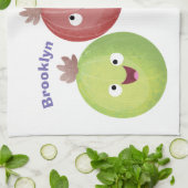Cute gooseberry trio zingende cartoon theedoek (Gevouwen)