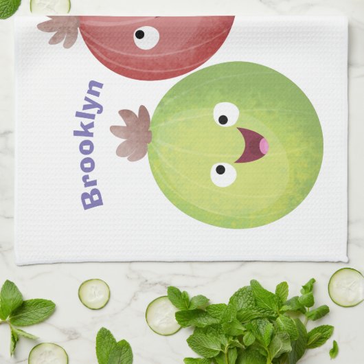 Cute gooseberry trio zingende cartoon theedoek (Gevouwen)