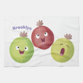 Cute gooseberry trio zingende cartoon theedoek (Horizontaal)