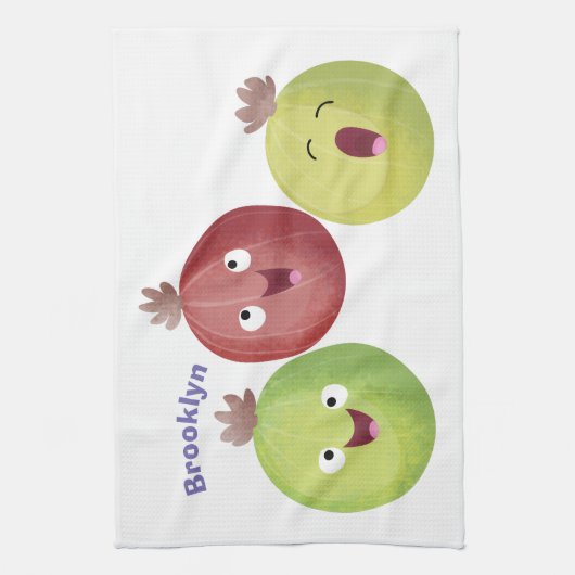 Cute gooseberry trio zingende cartoon theedoek (Verticaal)