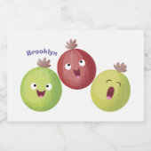 Cute gooseberry trio zingende cartoon voedselcontainer etiket (Enkel label)