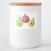 Cute gooseberry trio zingende cartoon voedselcontainer etiket (Voorkant)