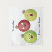 Cute gooseberry trio zingende cartoon wandkleed (Voorkant)