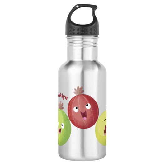 Cute gooseberry trio zingende cartoon waterfles  (Voorkant)