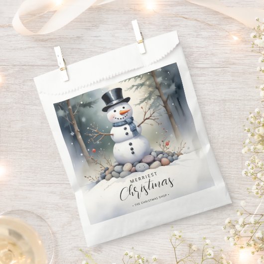 Cute Gorgeous Snowman Frosted Landscape Forest Bedankzakje (Geknipt)