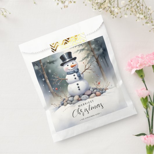 Cute Gorgeous Snowman Frosted Landscape Forest Bedankzakje (Gezegeld)