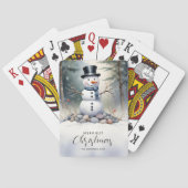 Cute Gorgeous Snowman Frosted Landscape Forest Pokerkaarten (Achterkant)