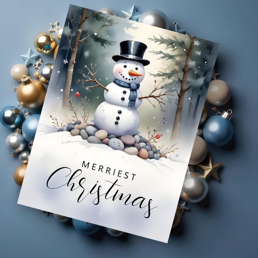 Cute Gorgeous Snowman Frosted Landscape Forest Tissuepapier