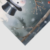 Cute Gorgeous Snowman Frosted Landscape Forest Tissuepapier (Detail)