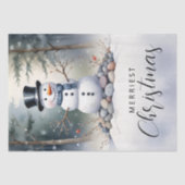 Cute Gorgeous Snowman Frosted Landscape Forest Tissuepapier (Voorkant)