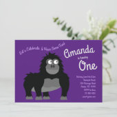 Cute Gorilla Ape Kind 1st Birthday Party Invitatio Kaart (Staand voorkant)