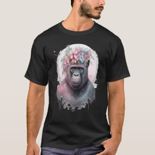 Cute Gorilla Flower Crown Africa Animal T-shirt