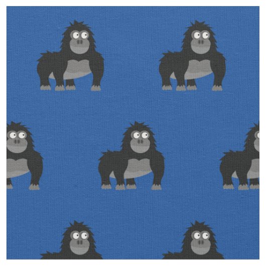Cute Gorilla Kind Baby Nursery Blue Ape Stof (Close Up)