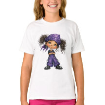 Cute Goth Girl Purple Outfit Cartoon Art