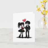 Cute Goth Love Greeting Card | Dark Romance Gothic Kaart (Gele Bloem)