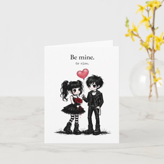 Cute Goth Pattern Card Back | Dark Romance Kaart (Gele Bloem)