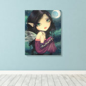 Cute Gothic Big-Eye Fairy Fantasy Art Canvas Afdruk (Insitu (Houten vloer))
