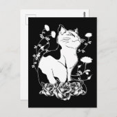 Cute Gothic Cat Rozen Pastel Gothic Kitten Briefkaart (Voorkant / Achterkant)