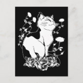 Cute Gothic Cat Rozen Pastel Gothic Kitten Briefkaart (Voorkant)