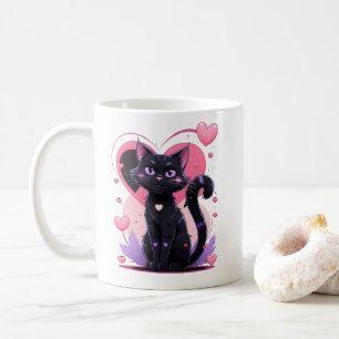 Cute Gothic Cat Valentine Mug Koffiemok