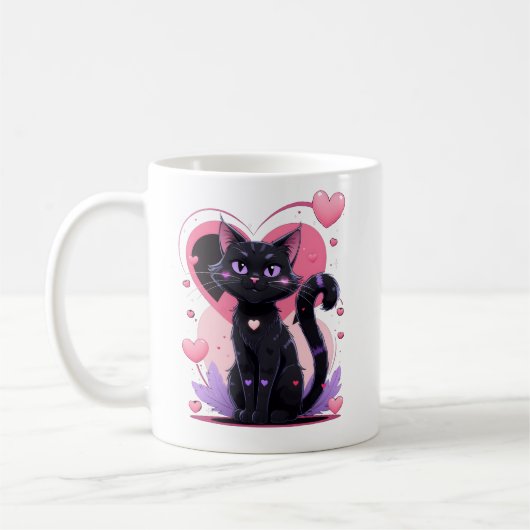 Cute Gothic Cat Valentine Mug Koffiemok (Links)