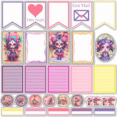 Cute Gothic Garden Sugar Skull 3 Planner Stickers (Voorkant)