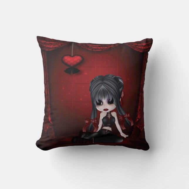 Cute Gothic Girl Gothic Romance Heart Pillow Kussen (Voorkant)