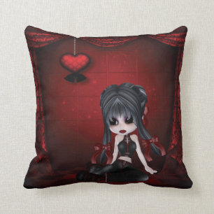 Cute Gothic Girl Gothic Romance Heart Pillow Kussen