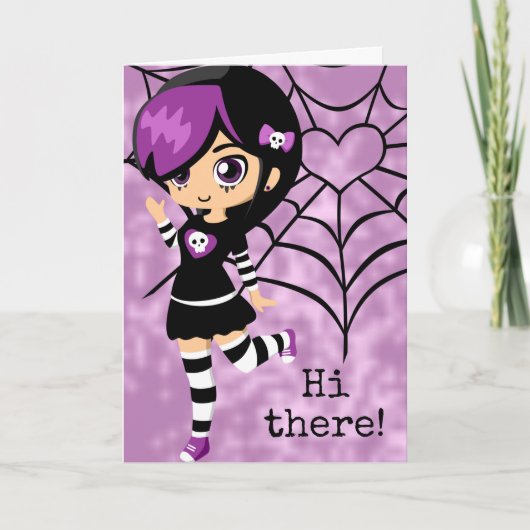 Cute Gothic Girl Heart Spiderweb Valentijnsdag Kaart (Voorkant)