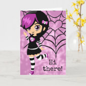 Cute Gothic Girl Heart Spiderweb Valentijnsdag Kaart (Gele Bloem)