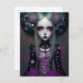 Cute Gothic Girl Paarse Black Fantasy Art Briefkaart (Voorkant / Achterkant)