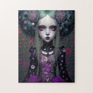 Cute Gothic Girl Paarse Black Fantasy Art Legpuzzel