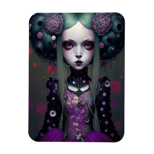 Cute Gothic Girl Paarse Black Fantasy Art Magneet (Verticaal)