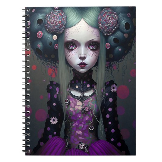 Cute Gothic Girl Paarse Black Fantasy Art Notitieboek (Voorkant)