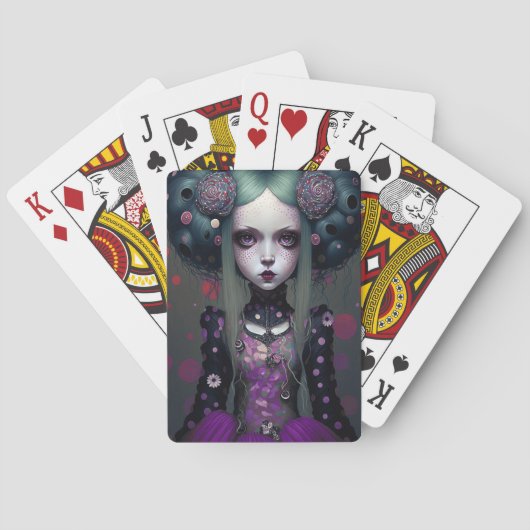 Cute Gothic Girl Paarse Black Fantasy Art Pokerkaarten (Achterkant)