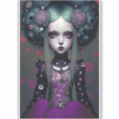 Cute Gothic Girl Paarse Black Fantasy Art Sticker (Voorkant)