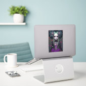 Cute Gothic Girl Paarse Black Fantasy Art Sticker (Laptop op bureau)