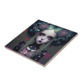 Cute Gothic Girl Paarse Black Fantasy Art Tegeltje (Zijkant)