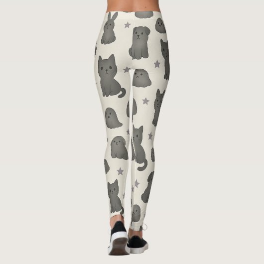 Cute Gothic Pets Pattern – Ghost animal  Leggings (Achterkant)