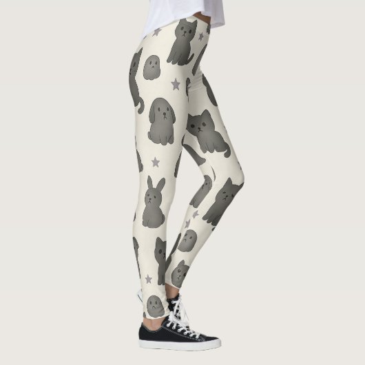 Cute Gothic Pets Pattern – Ghost animal  Leggings (Rechts)
