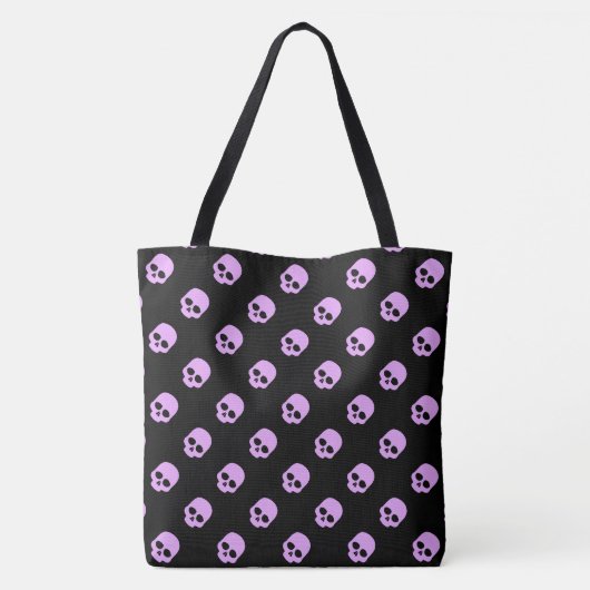 Cute Gothic Roze Skulls Tote Bag (Achterkant)