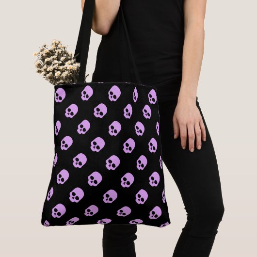 Cute Gothic Roze Skulls Tote Bag (Dichtbij)