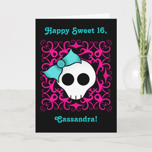 Cute gothic skull birthday for sweet 16 (Voorkant)