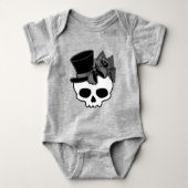 Cute Gothic Skull met bovenste hoed Roos Bow Romper (Voorkant)