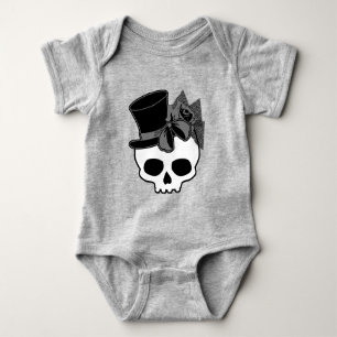 Cute Gothic Skull met bovenste hoed Roos Bow Romper