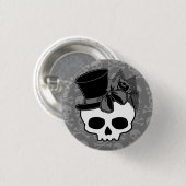 Cute Gothic Skull met bovenste hoed Roos Bow Ronde Button 3,2 Cm (Voorkant /achterkant)
